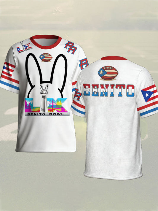 Unisex Bunny Football Music Lover Printed T-shirt