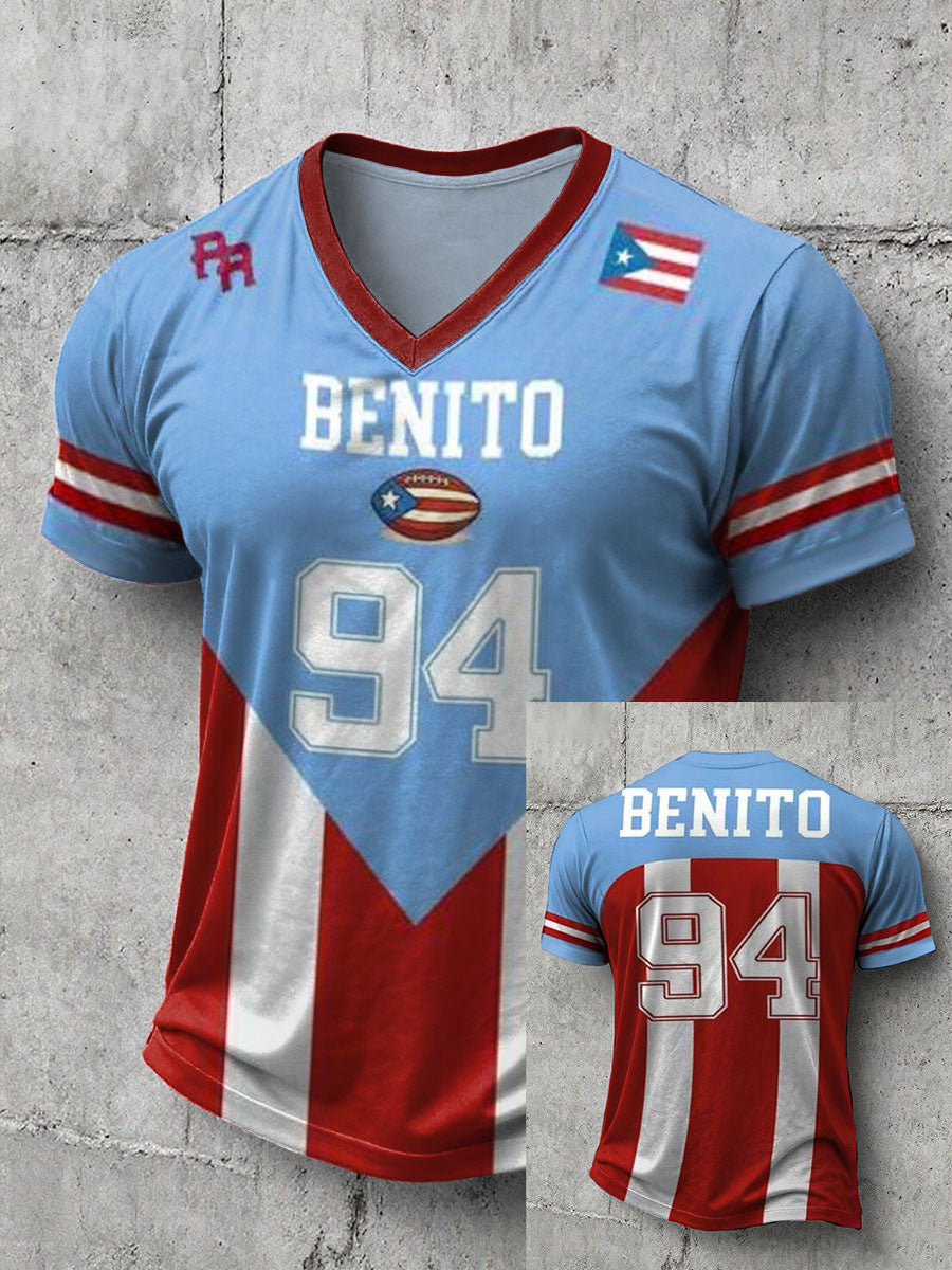 Men's Bunny Football Music Lover Printed T-shirt