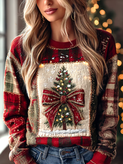 Women's Christmas tree print Regular Sweatshirt