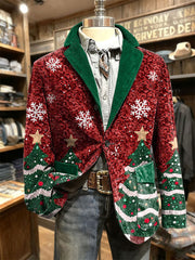 Men's Christmas Art Printed Jacket