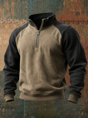 Men's Retro Colorblock Zipper Hoodie