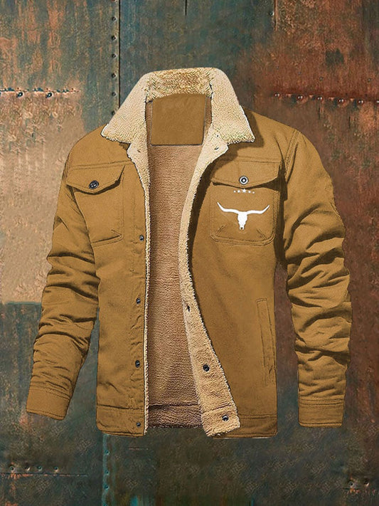 Men's Western-style Fleece-lined Jacket