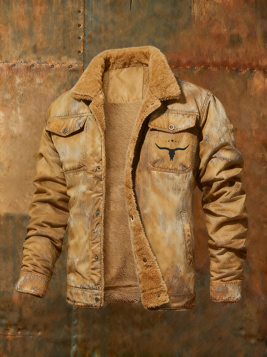 Men's Western-style Fleece-lined Jacket