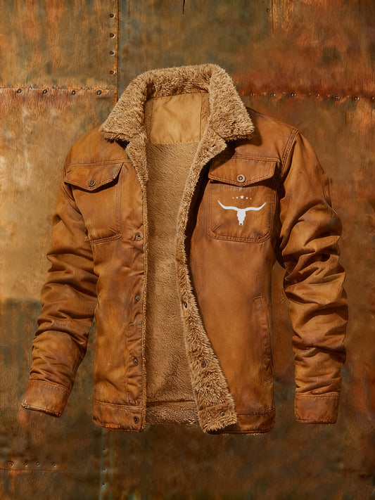 Men's Western-style Fleece-lined Jacket