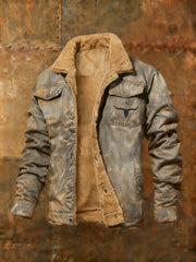 Men's Western-style Fleece-lined Jacket