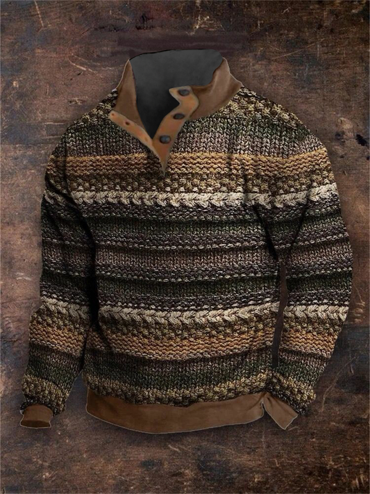 Men's Vintage Western Printed Casual Sweatshirt