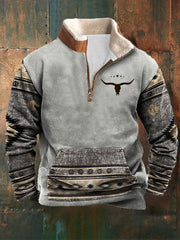 Men's Western-style hoodie with a plush collar