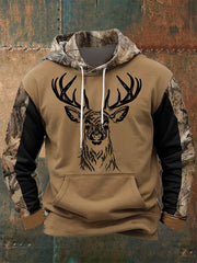Men's Western Deer Head 3D Camouflage Oversized Hoodie