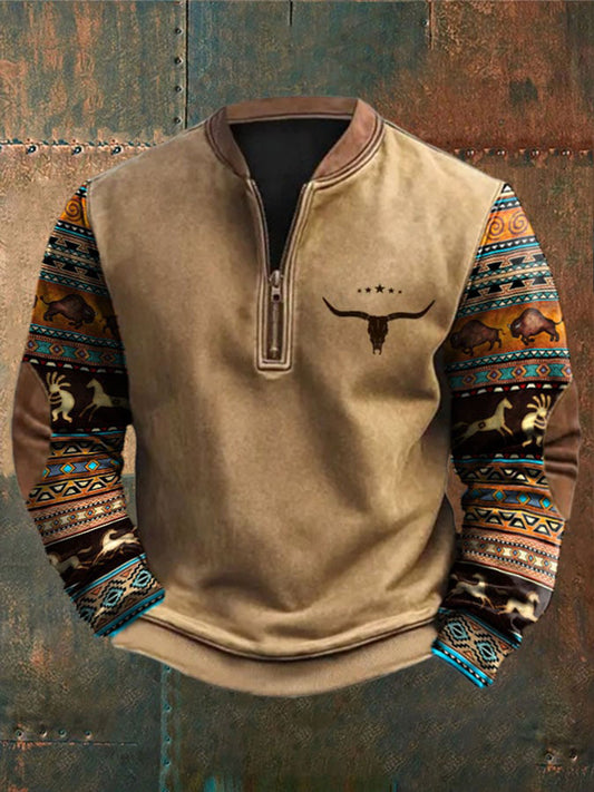Men's Western-style zip-up hoodie