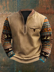 Men's Western-style zip-up hoodie