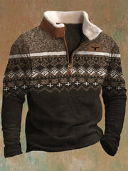 Men's Western-style hoodie with a plush collar