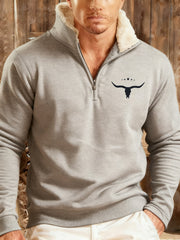 Men's Western-style hoodie with a plush collar