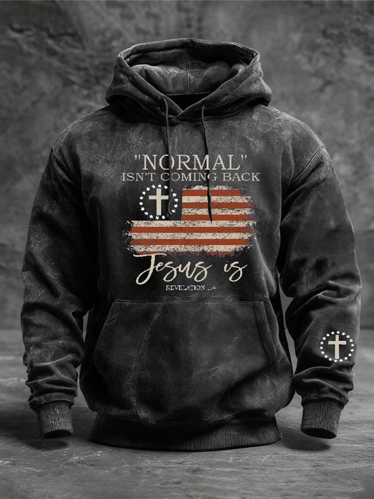 Men's Vintage Faith “Normal Isnt Coming Back” Print Hoodie