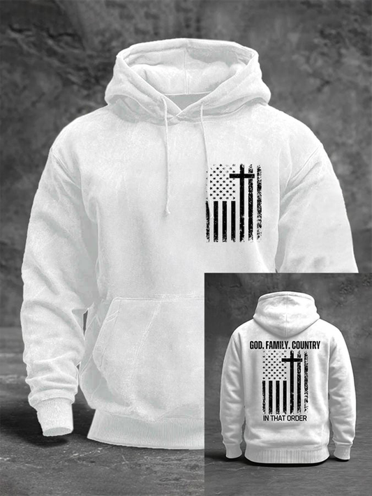 Men's God Family Country In That Order Print Hoodie