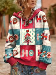 Women's Christmas art print Drawstring Hoodie