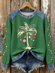 Women's Christmas Palm Tree Print Casual Top