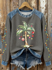 Women's Christmas Palm Tree Print Casual Top