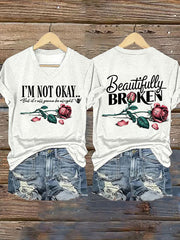 Women's I'm Not Ok But Its All Gonna Be Alright Printed Casual T-shirt