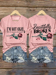 Women's I'm Not Ok But Its All Gonna Be Alright Printed Casual T-shirt