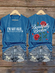 Women's I'm Not Ok But Its All Gonna Be Alright Printed Casual T-shirt