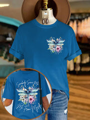 Women's Country Music Somebody Save Me,Me From Myself Print Crew Neck T-Shirt