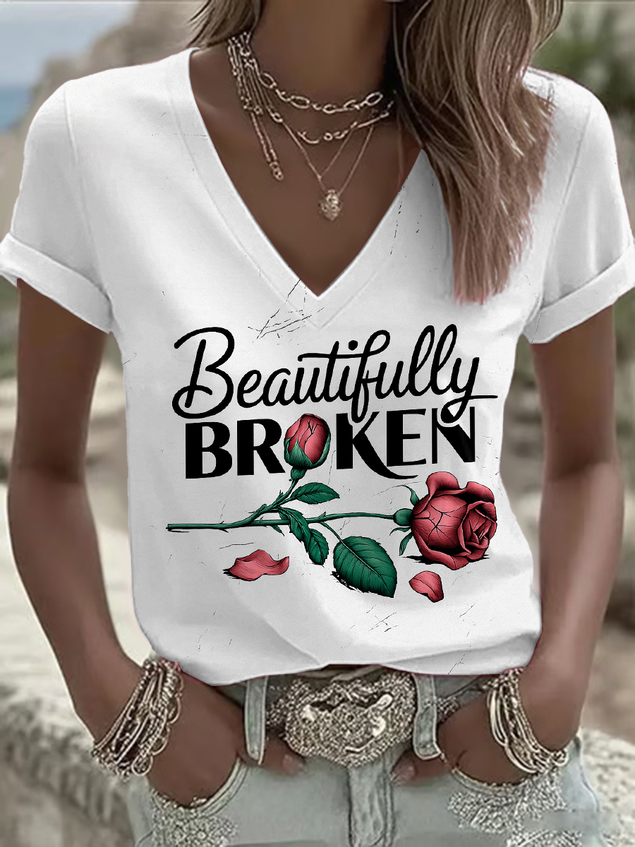 Women's Country Music Print Casual T-shirt