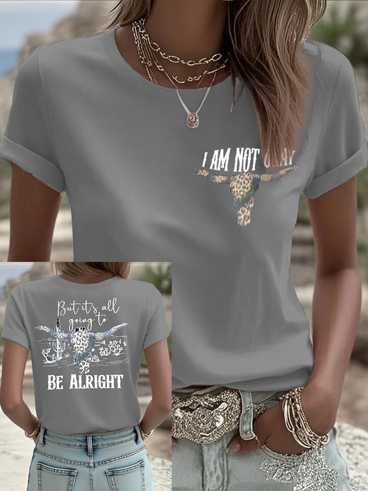 Women's Country Music Print Casual T-shirt