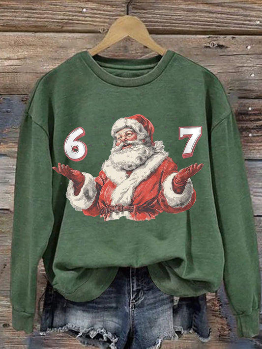 Women's Funny 67 Six Seven Meme Christmas Print Sweatshirt