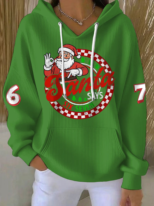 Women's Funny 67 Six Seven Meme Christmas Print Hoodie