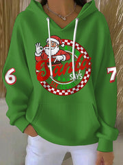 Women's Funny 67 Six Seven Meme Christmas Print Hoodie