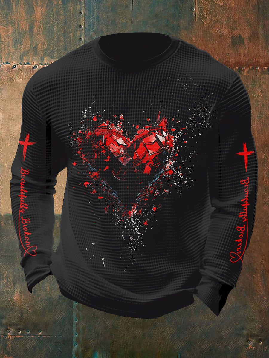 Men's Country Music Waffle Print Casual T-Shirt