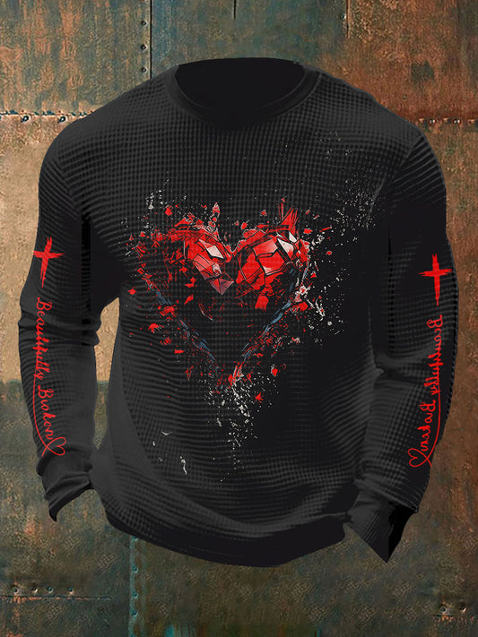 Men's Country Music Waffle Print Casual T-Shirt