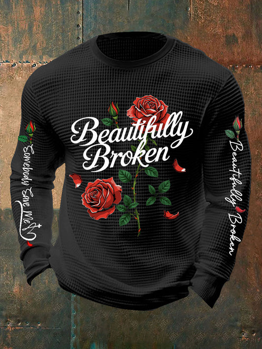 Men's Country Music Waffle Print Casual T-Shirt