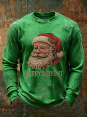 Men's Santa Claus Waffle Print Casual T-shirt