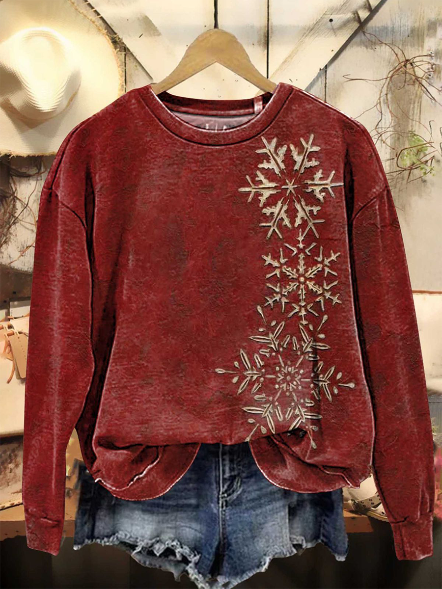 Women's Christmas snowflake print Regular Sweatshirt