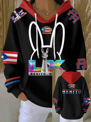 Women's Bunny Football Music Lover Printed Hoodie