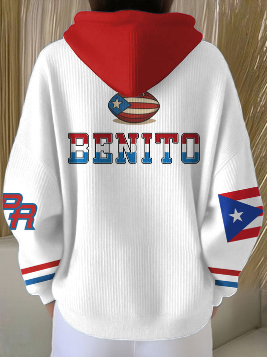 Women's Bunny Football Music Lover Printed Hoodie